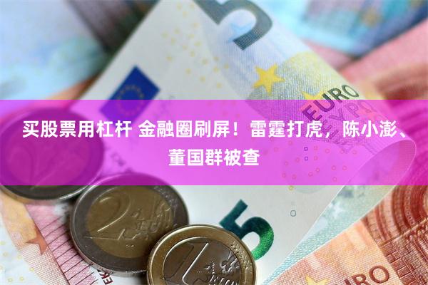 买股票用杠杆 金融圈刷屏！雷霆打虎，陈小澎、董国群被查