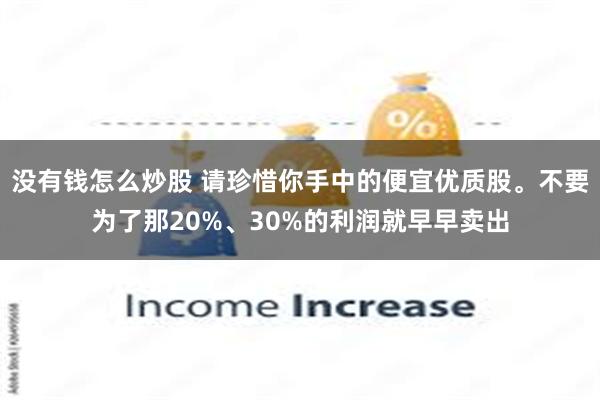 没有钱怎么炒股 请珍惜你手中的便宜优质股。不要为了那20%、30%的利润就早早卖出